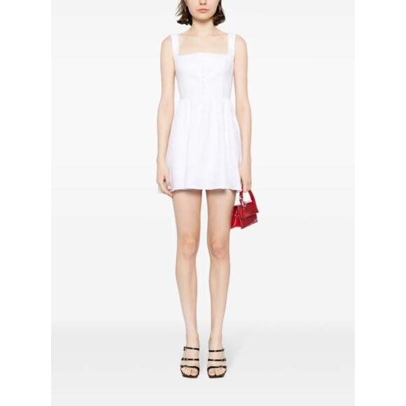 NEW Reformation Sheri Scalloped Lace Linen Mini Dress Corset Lined White Size 2 - Picture 8 of 16